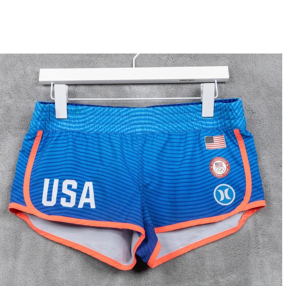 HURLEY Phantom Team USA Olympic Striped Active Board Shorts Blue Sz S